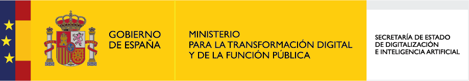 Logo del Gobierno de España con bandera española y texto del Ministerio para la Transformación Digital
